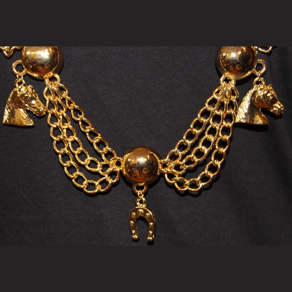 Gold horseshoe/head chain belt Necklace