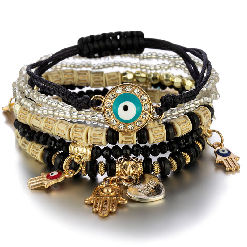 Hand-Beaded Fashion Eye Bead Temperament Multi-Layer Bracelet
