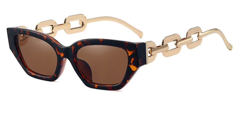 Vintage sunglasses women square fashion chain.