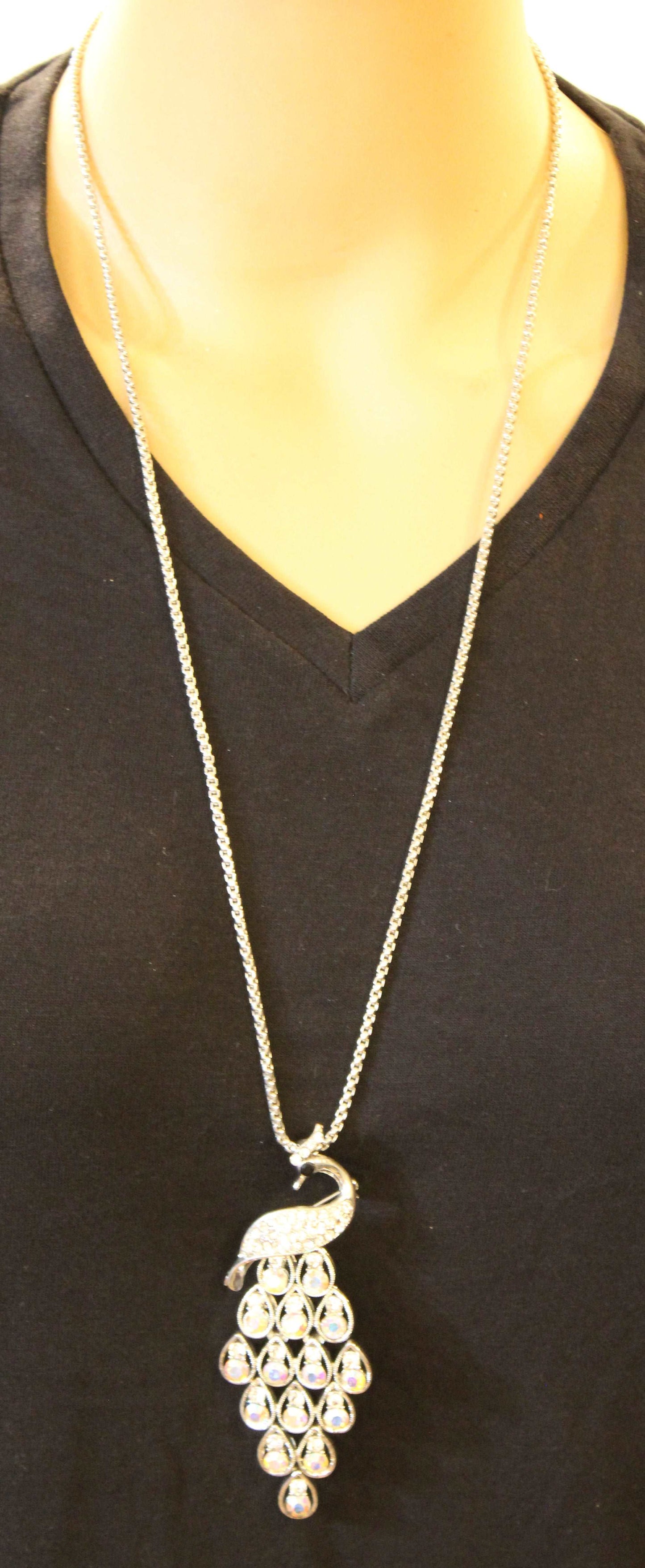 Silver Peacock Necklace