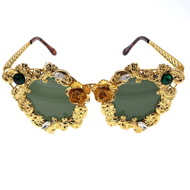 Cat Eye Sunglasses Women Luxury Gold Hollow Diamond Frame Brand Designer Sunglasses