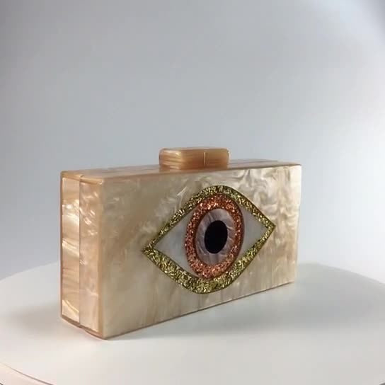Women's Bag Evil Eye Acrylic Dinner Bag Eye Splicing Party Handbag One Shoulder Box Bag