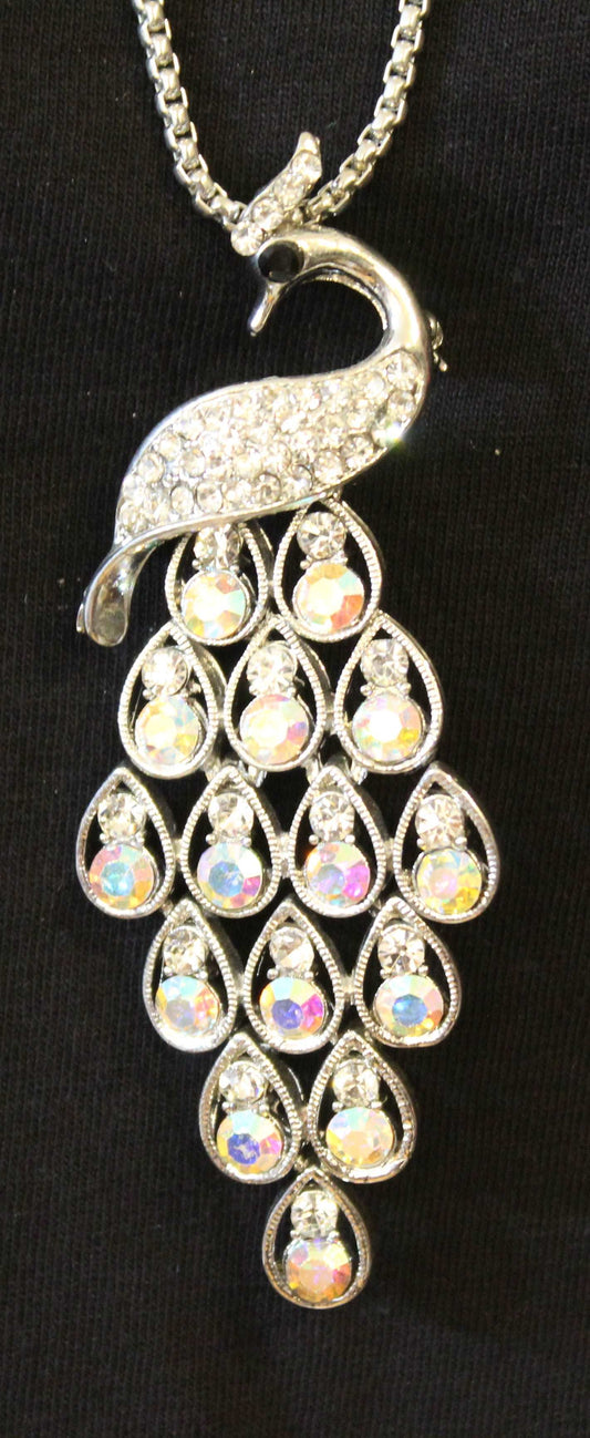 Silver Peacock Necklace