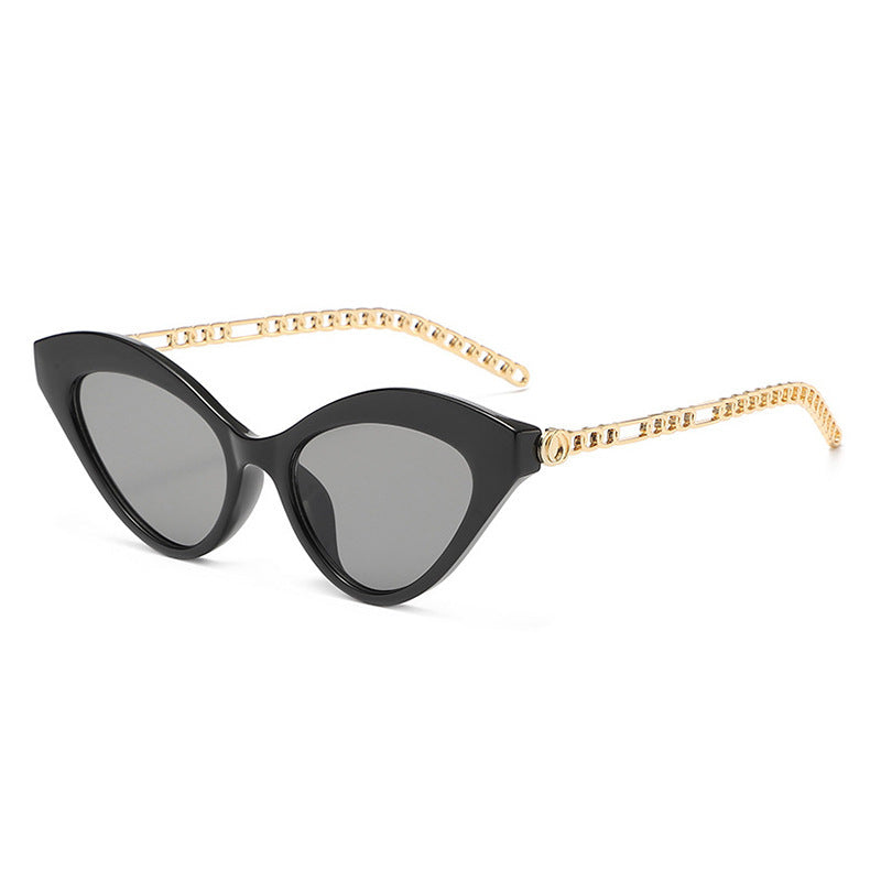 Cat Eye Sunglasses Personality Chain Temple for Women