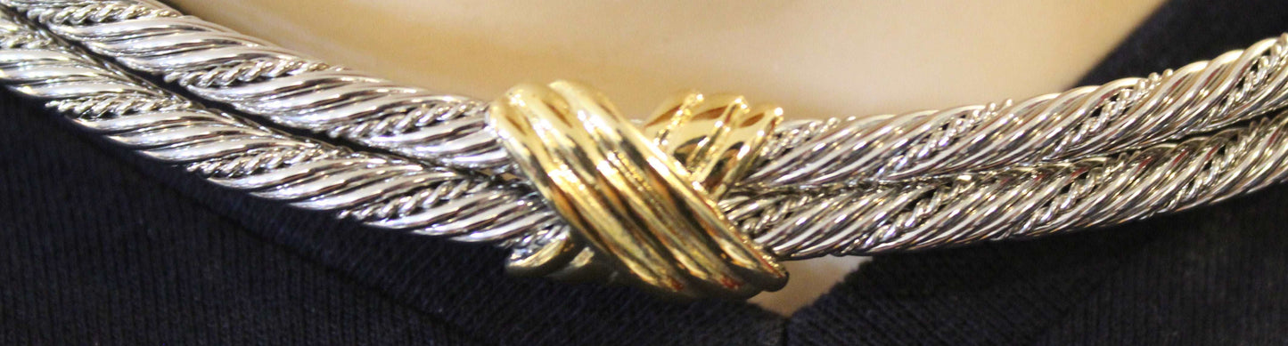 Gold and Silver X Chain w/ Earrings