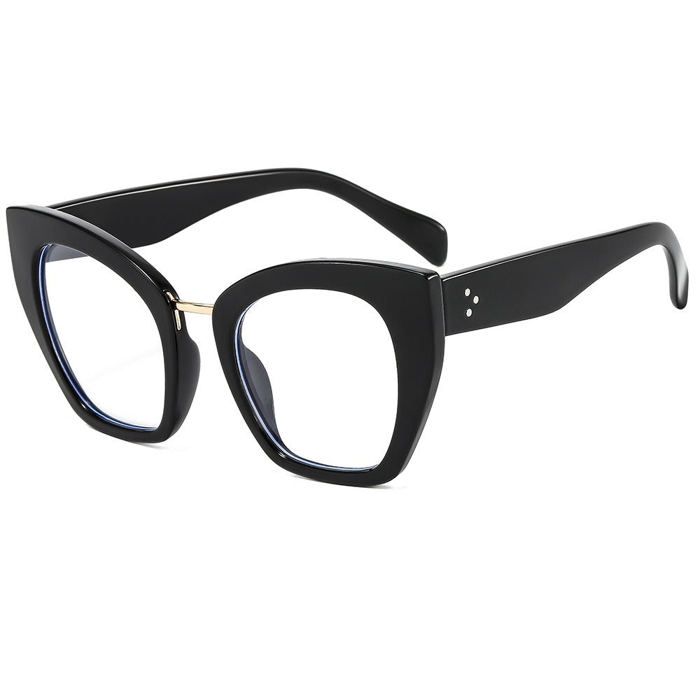 Large frame cat eye flat lenses for women's anti blue light eye protection PC full frame glasses