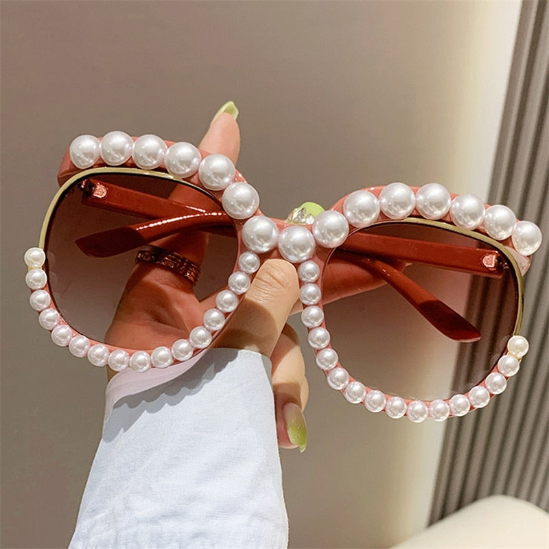 Fashion Retro Heart-Shaped Imitation Pearl Sunglasses UV400 Women