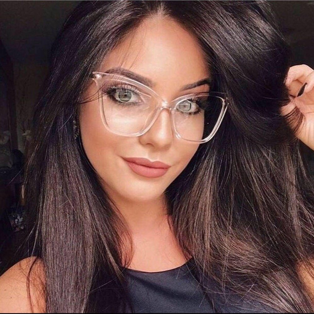 New Ladies Large Cat Eye Flat Glasses Fashion Trend