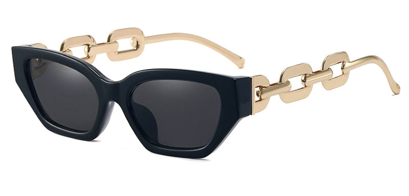 Vintage sunglasses women square fashion chain.