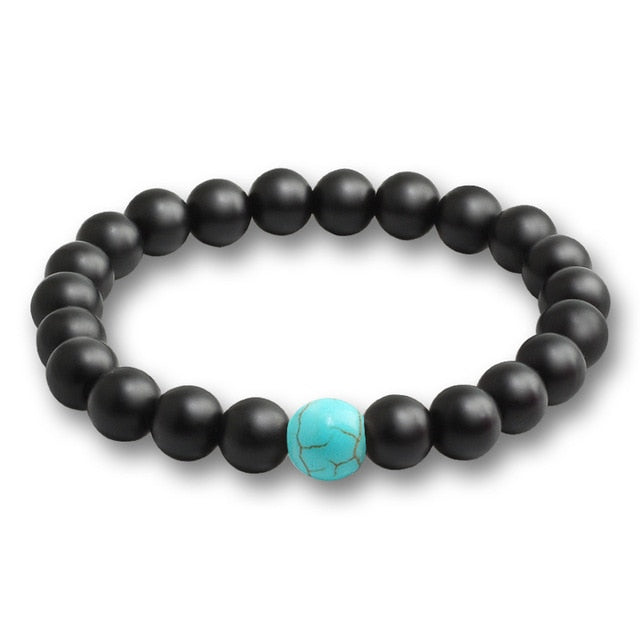 Unisex Black Lava Natural Stone Beads Bracelets