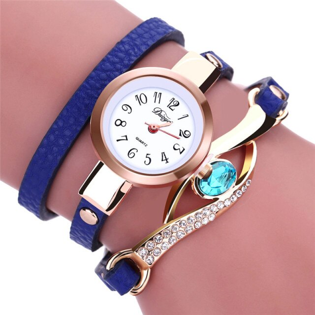 Women Watches Eye Gemstone Luxury Gold Bracelet Quartz