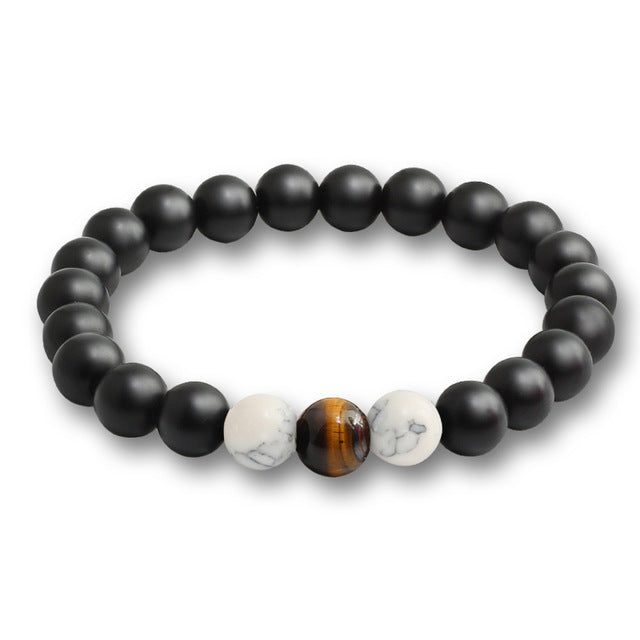 Unisex Black Lava Natural Stone Beads Bracelets