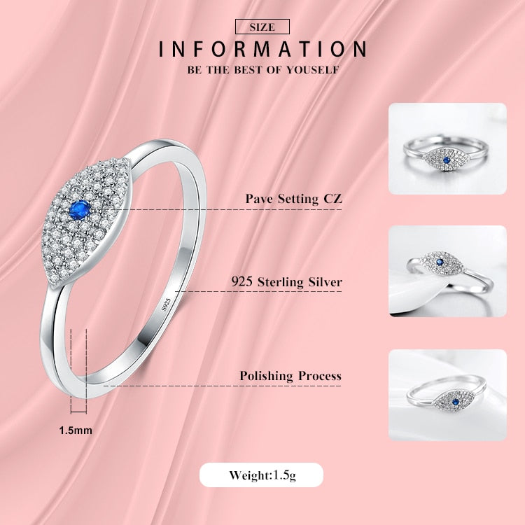 Cubic Zirconia Blue Eye Lucky Finger Rings For Women Luxury Charm Fashion Fine Jewelry