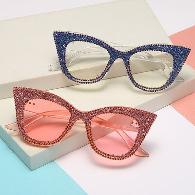 Cat’s Eye Sunglasses For Women Elegant Diamond Inlay Sunglasses Europe And America Exquisite Multicolor Style Fashion