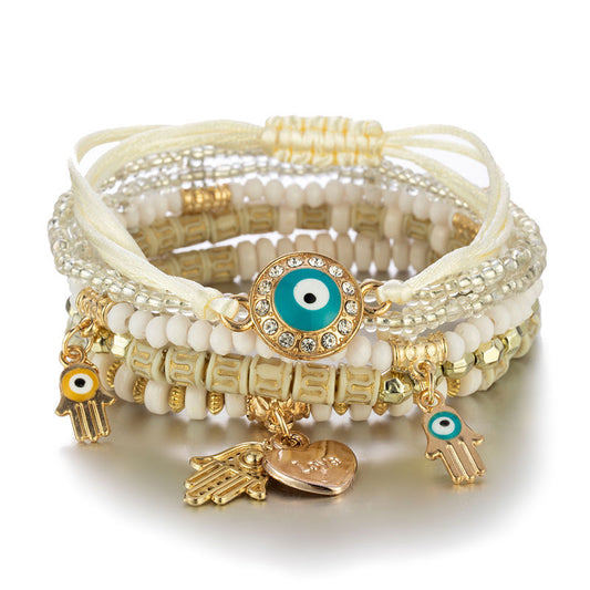 Hand-Beaded Fashion Eye Bead Temperament Multi-Layer Bracelet
