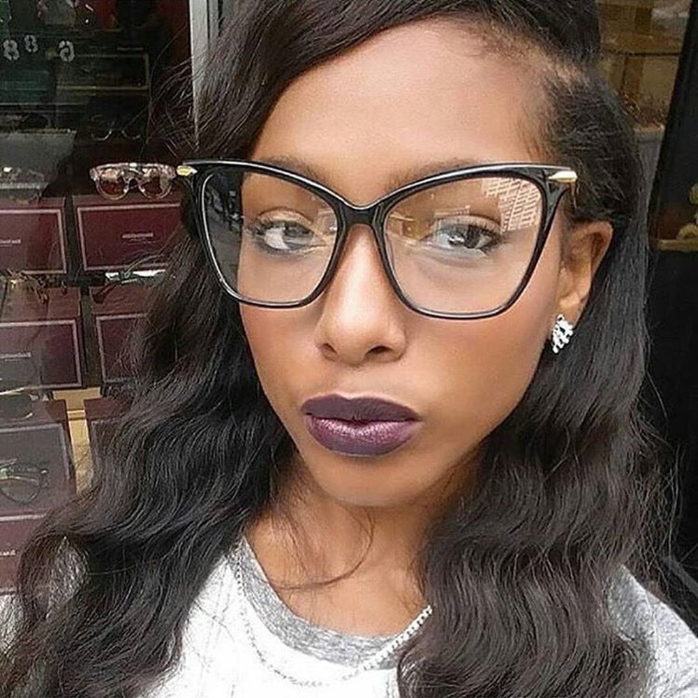 New Ladies Large Cat Eye Flat Glasses Fashion Trend