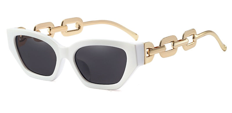 Vintage sunglasses women square fashion chain.
