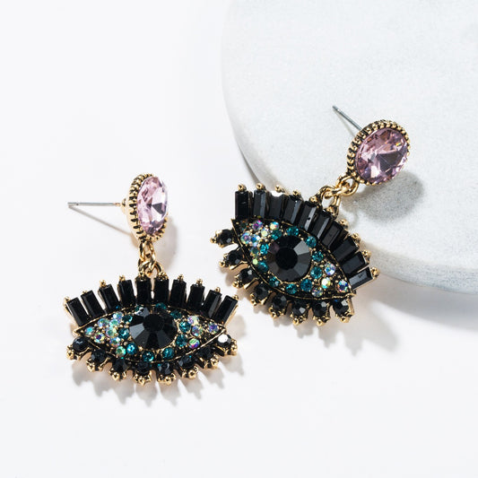 Exaggerated creative devil's eye earrings for women autumn and winter fashion retro style bohemian style