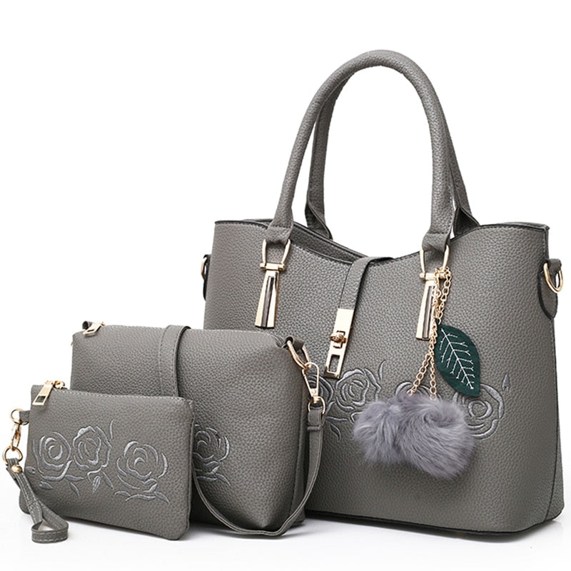 3pcs Leather Bags Handbags Women Famous Brand Shoulder Bag Female Casual Tote Women Messenger Bag Set Bolsas