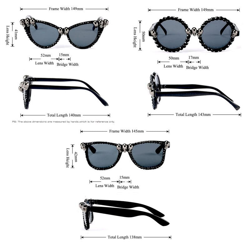 Gothic Skull Sunglasses  Crystal Punk Sun Glasses
