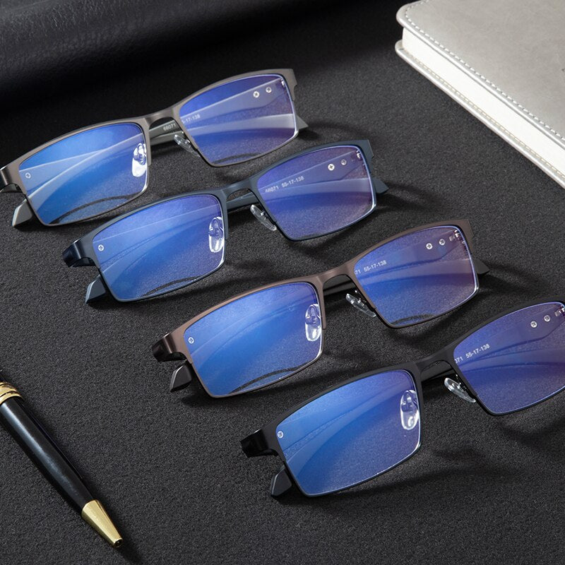 Titanium Computer Glasses Blue Light Blocking Filter Reduces Digital Eye Strain