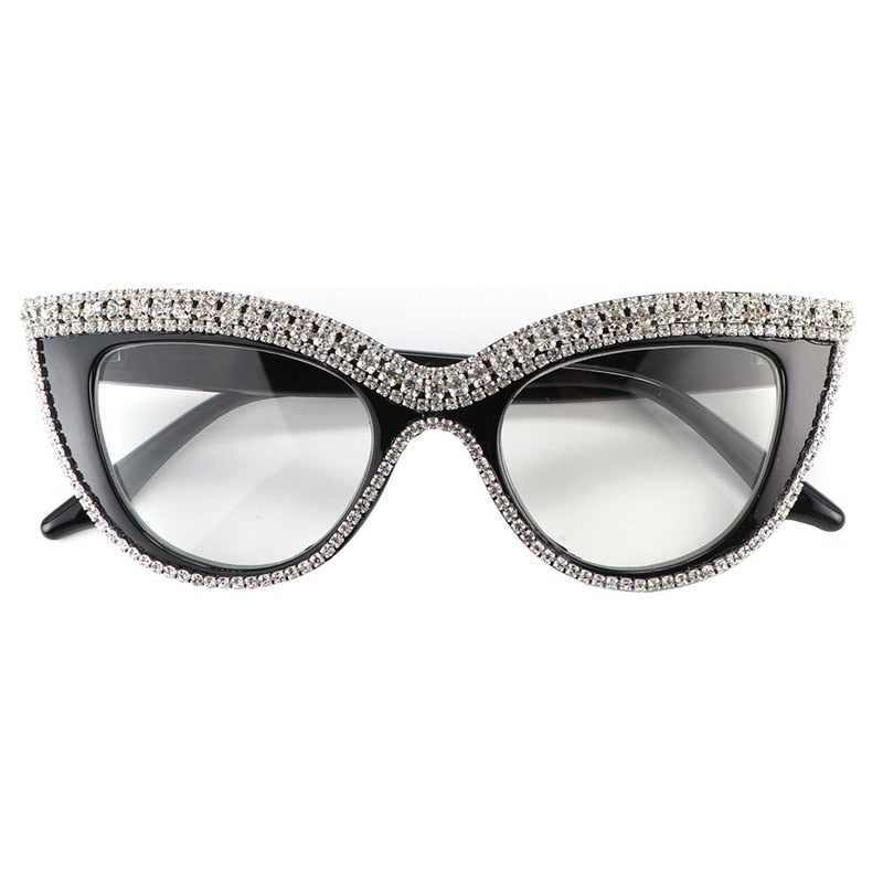 Fashion Anti Blue Ray Reading Glasses Cat Eye Rhinestone Trim  From  +100  To +400
