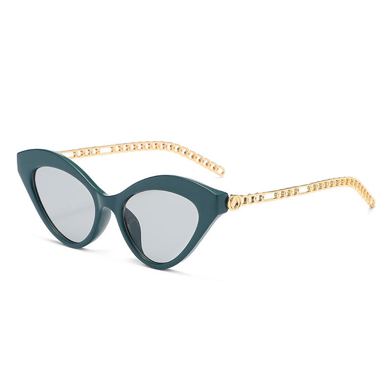 Cat Eye Sunglasses Personality Chain Temple for Women