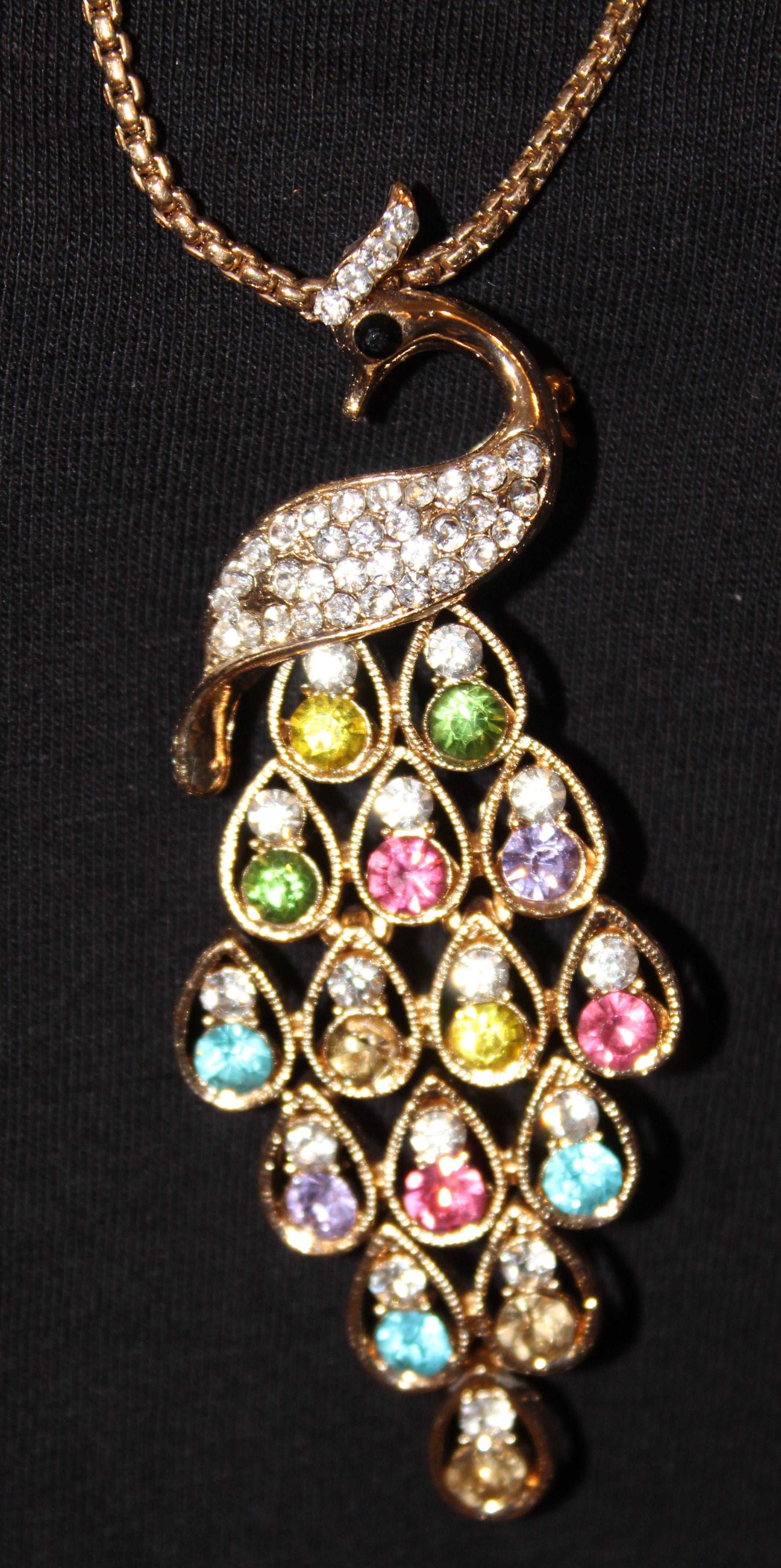 Gold Peacock Multi colored stones