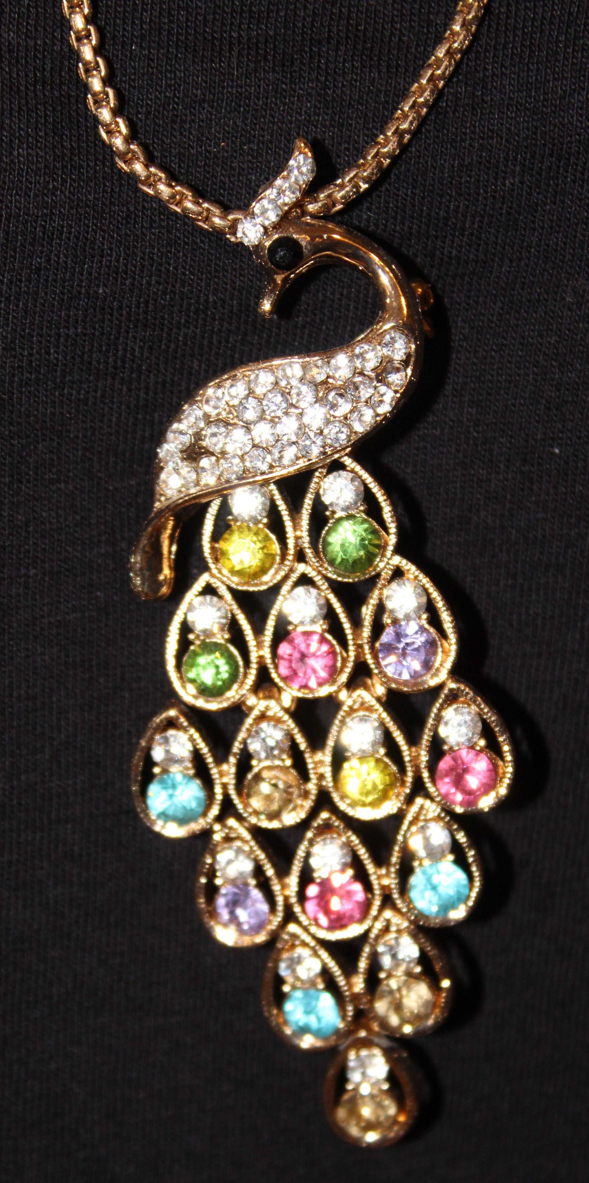 Gold Peacock Multi colored stones