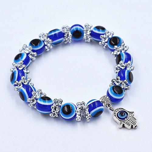 Handmade Hamsa Evil Eye Beads Elastic Couple Bracelet