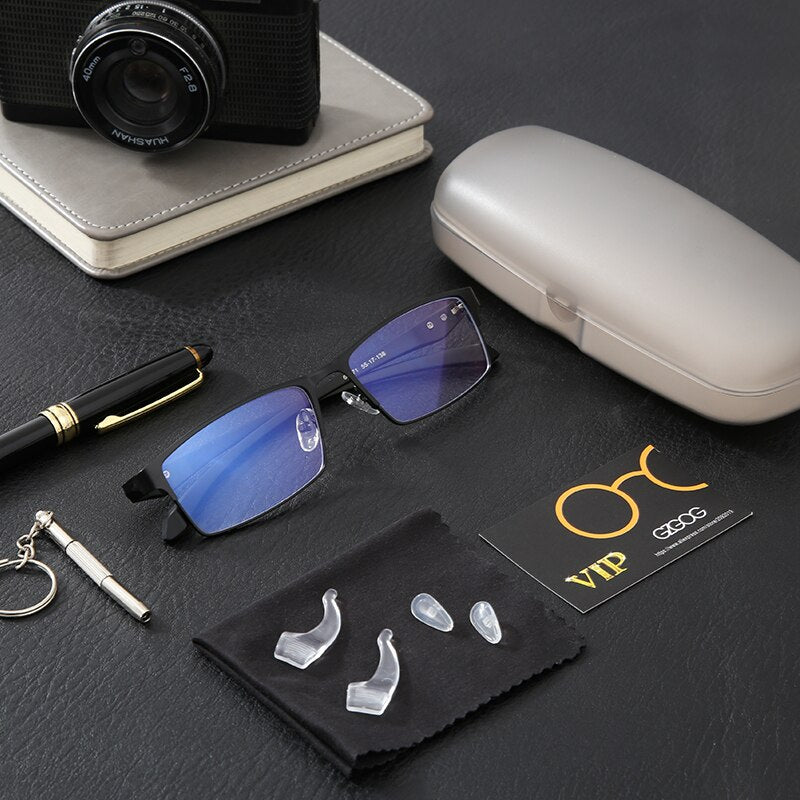 Titanium Computer Glasses Blue Light Blocking Filter Reduces Digital Eye Strain
