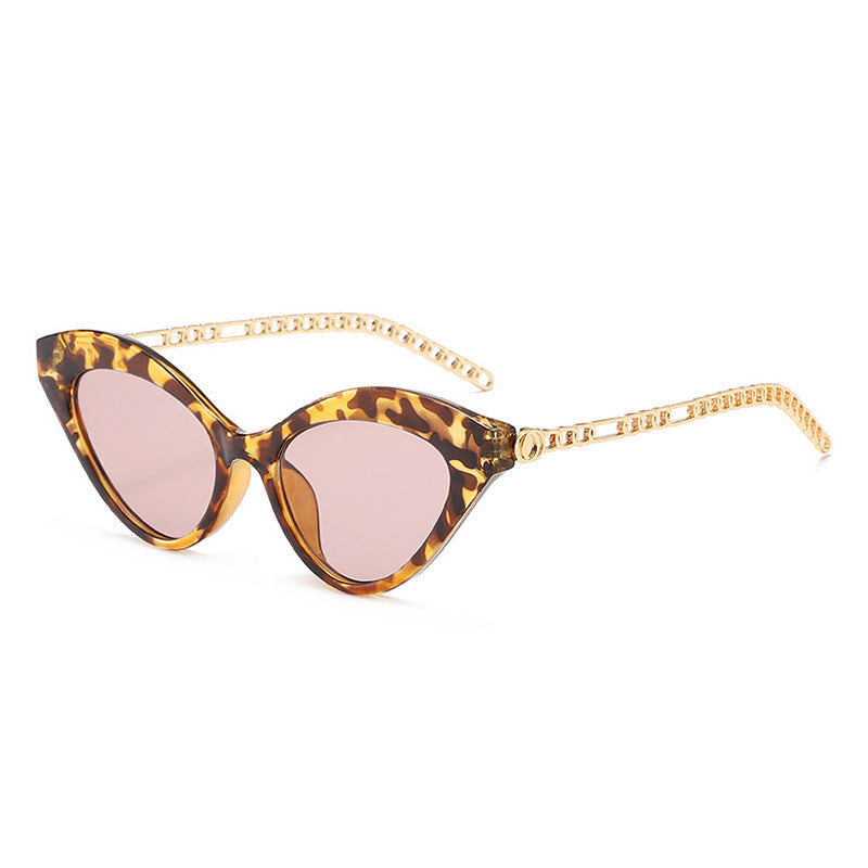 Cat Eye Sunglasses Personality Chain Temple for Women