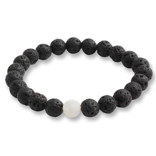 Unisex Black Lava Natural Stone Beads Bracelets