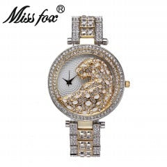 Diamond Leopard Crystal Quartz Gold Watch  For Women