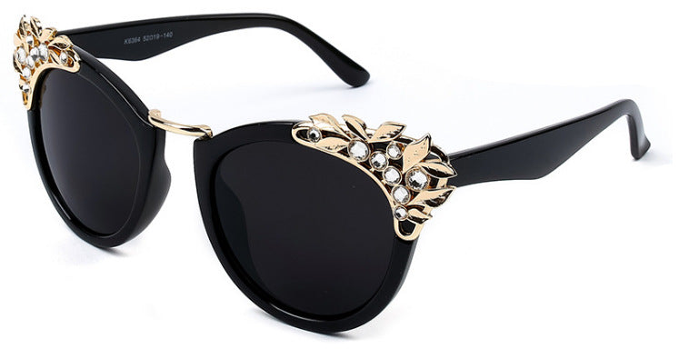 Fashion Luxury Rhinestone Cat Eye Sunglasses for Women Mirror Lens