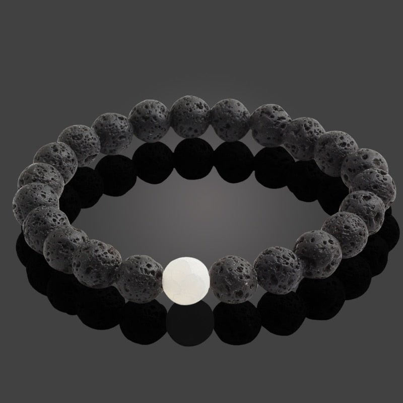 Unisex Black Lava Natural Stone Beads Bracelets