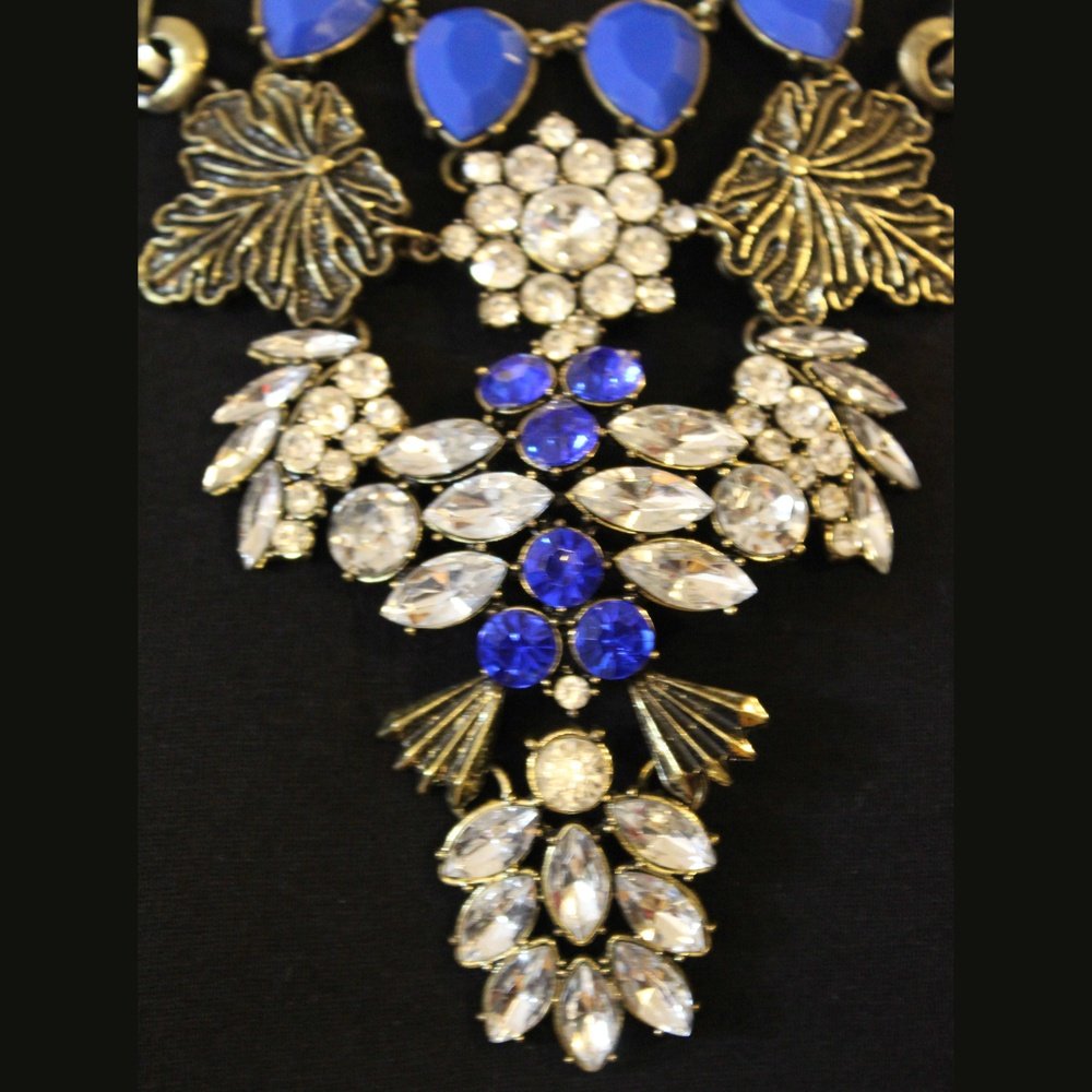 Blue Leaf Crystal Necklace