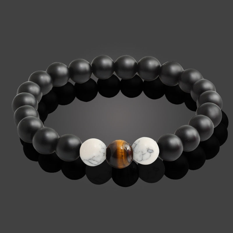 Unisex Black Lava Natural Stone Beads Bracelets