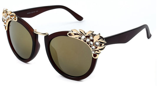 Fashion Luxury Rhinestone Cat Eye Sunglasses for Women Mirror Lens