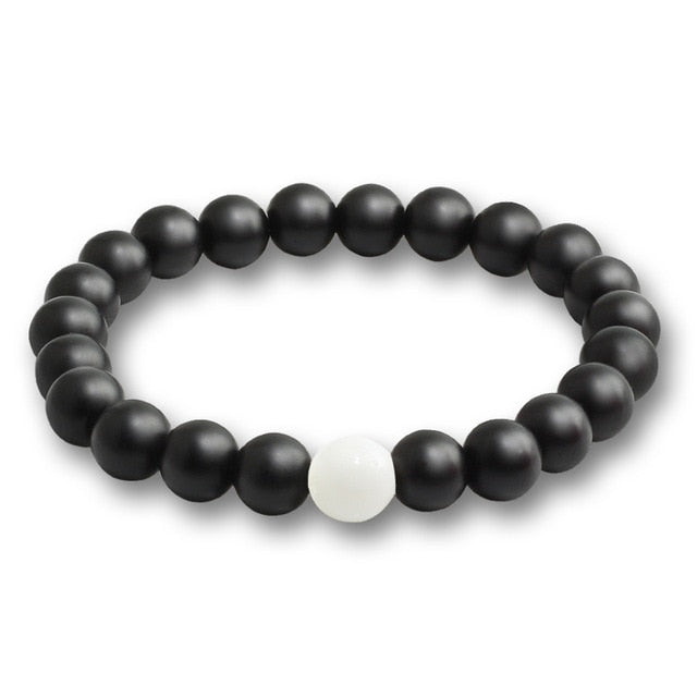 Unisex Black Lava Natural Stone Beads Bracelets