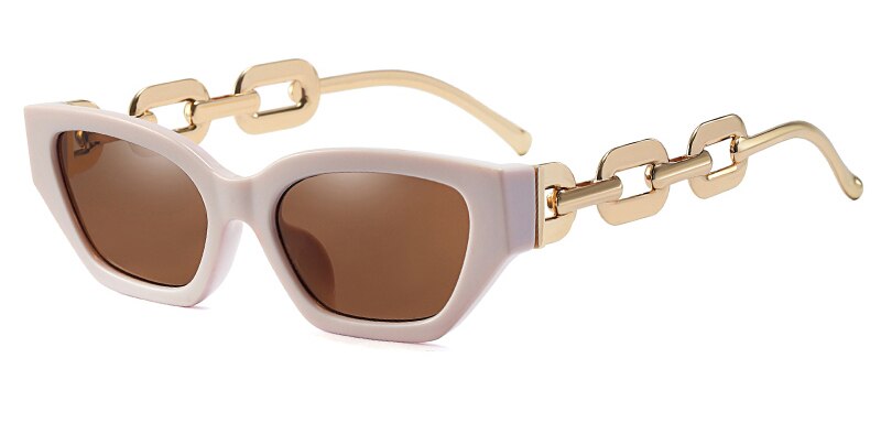 Vintage sunglasses women square fashion chain.