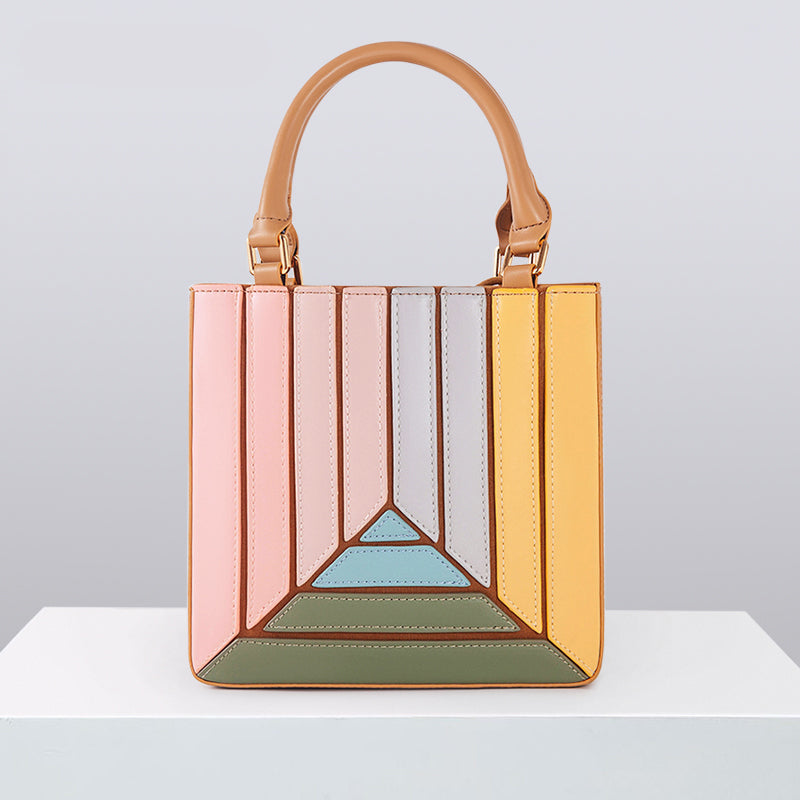 Casual High Quality Color Blocking Fashion Handbags Women New Elegant Korean Large Capacity Square Striped Shoulder Bag