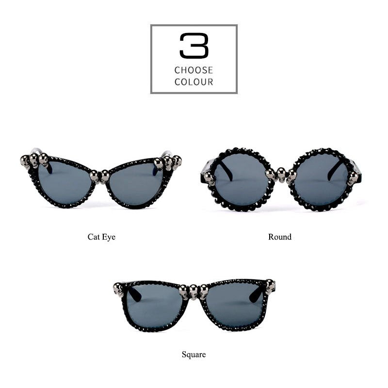 Gothic Skull Sunglasses  Crystal Punk Sun Glasses