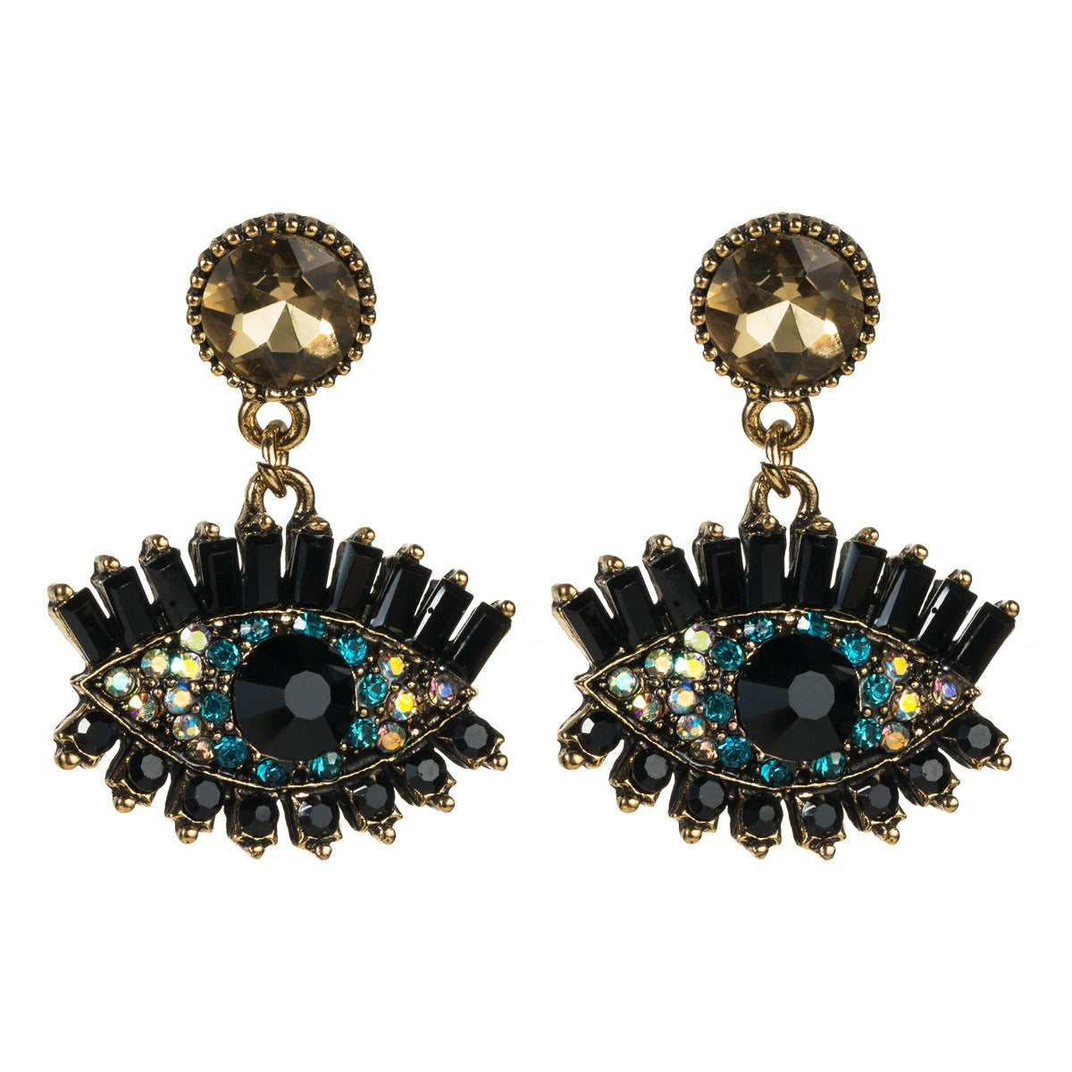 Exaggerated creative devil's eye earrings for women autumn and winter fashion retro style bohemian style