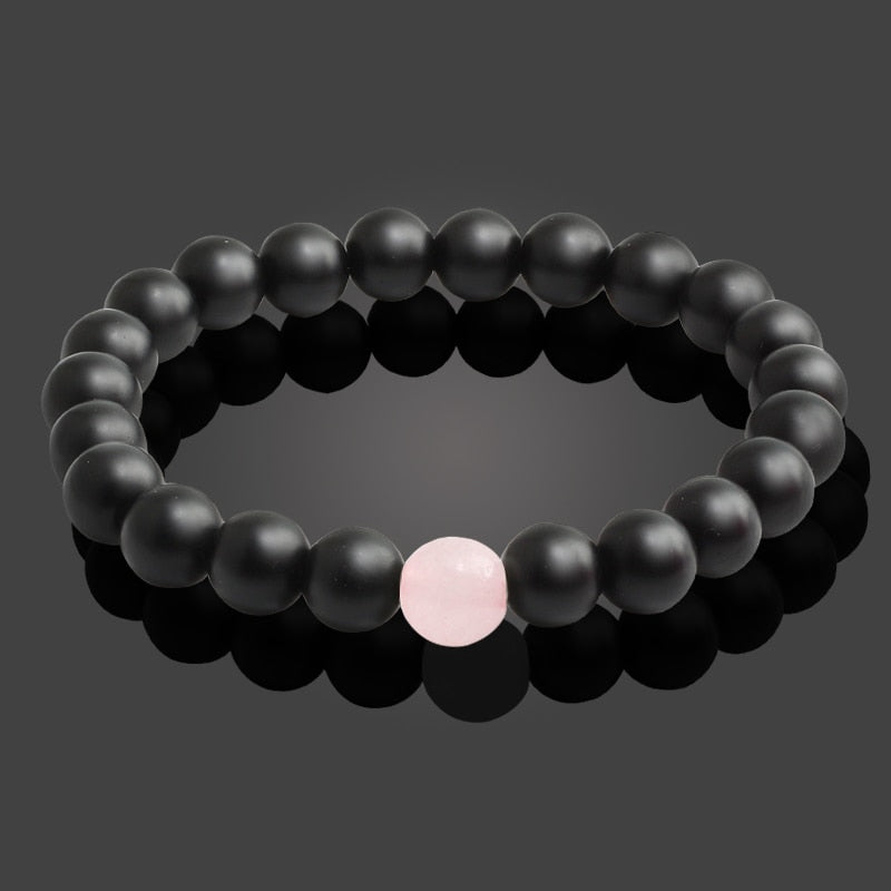 Unisex Black Lava Natural Stone Beads Bracelets