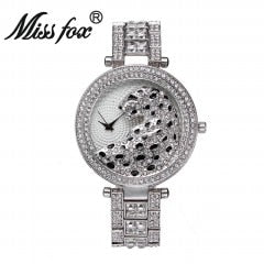 Diamond Leopard Crystal Quartz Gold Watch  For Women
