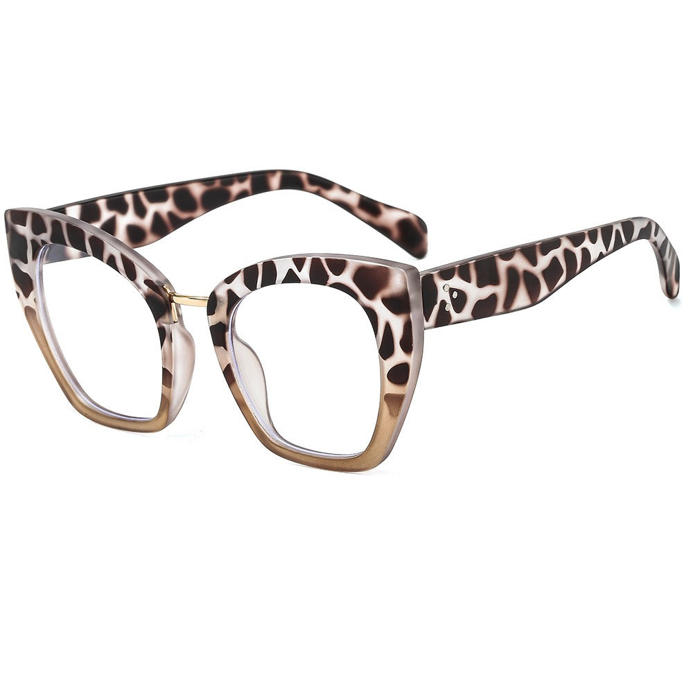 Large frame cat eye flat lenses for women's anti blue light eye protection PC full frame glasses