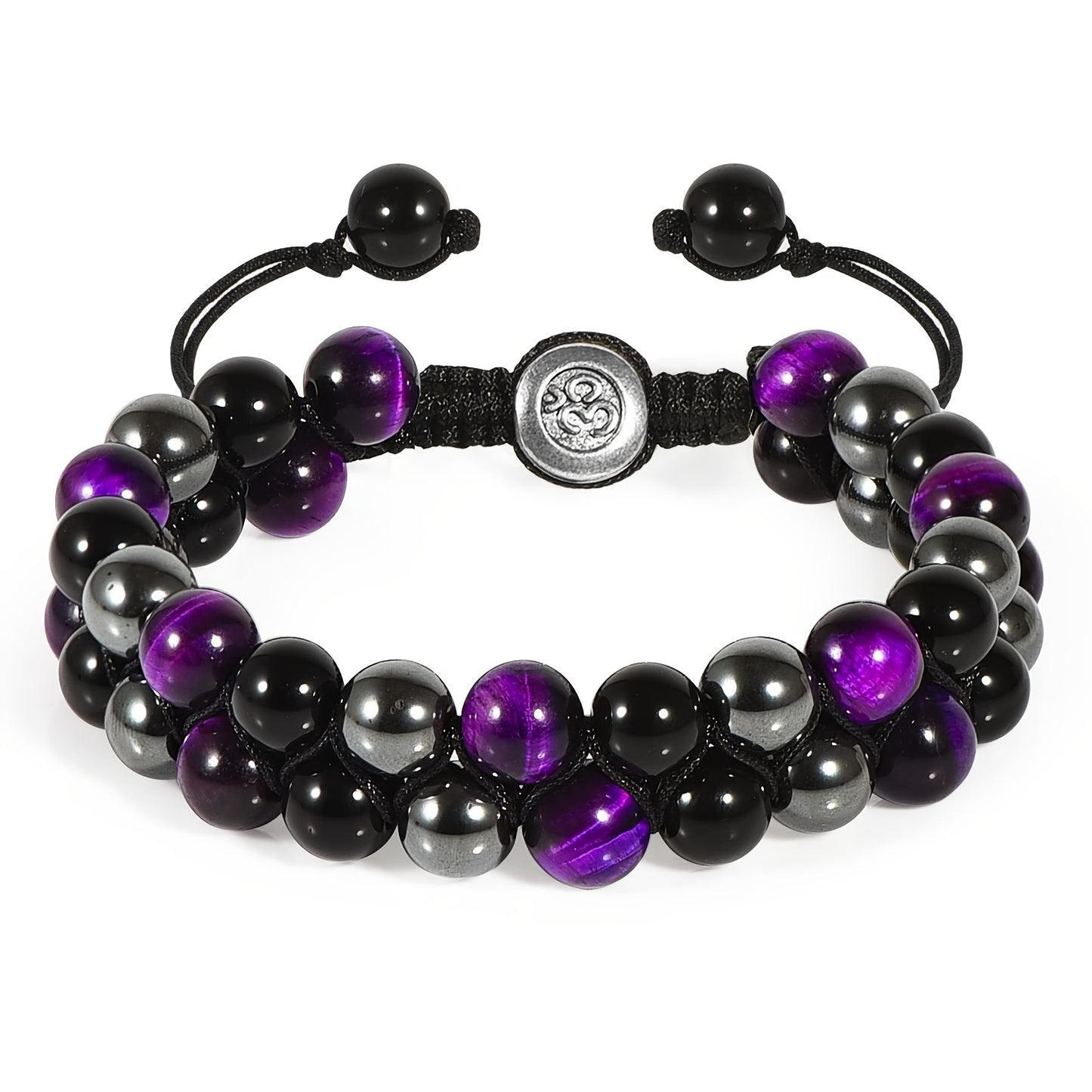 Natural Tiger Eye Agate Bracelet Men's Woven Adjustable Black Magnet Yoga Beaded Bracelet