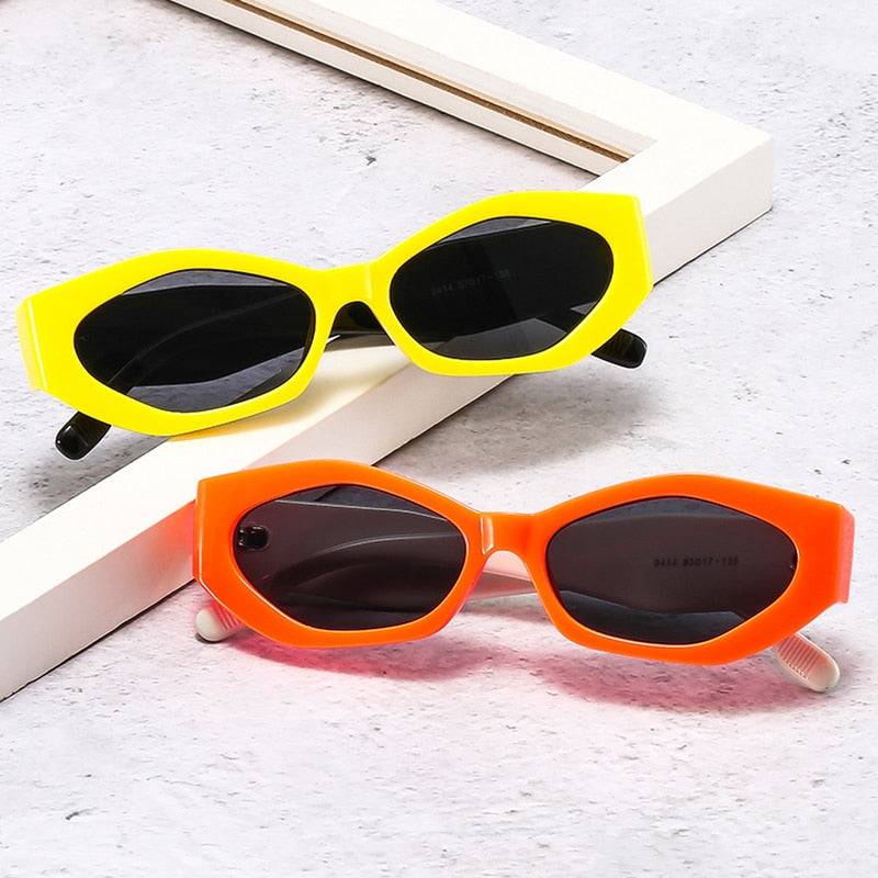 Popular Fashion Polygon Cat Eye Women Sunglasses Retro Colorful