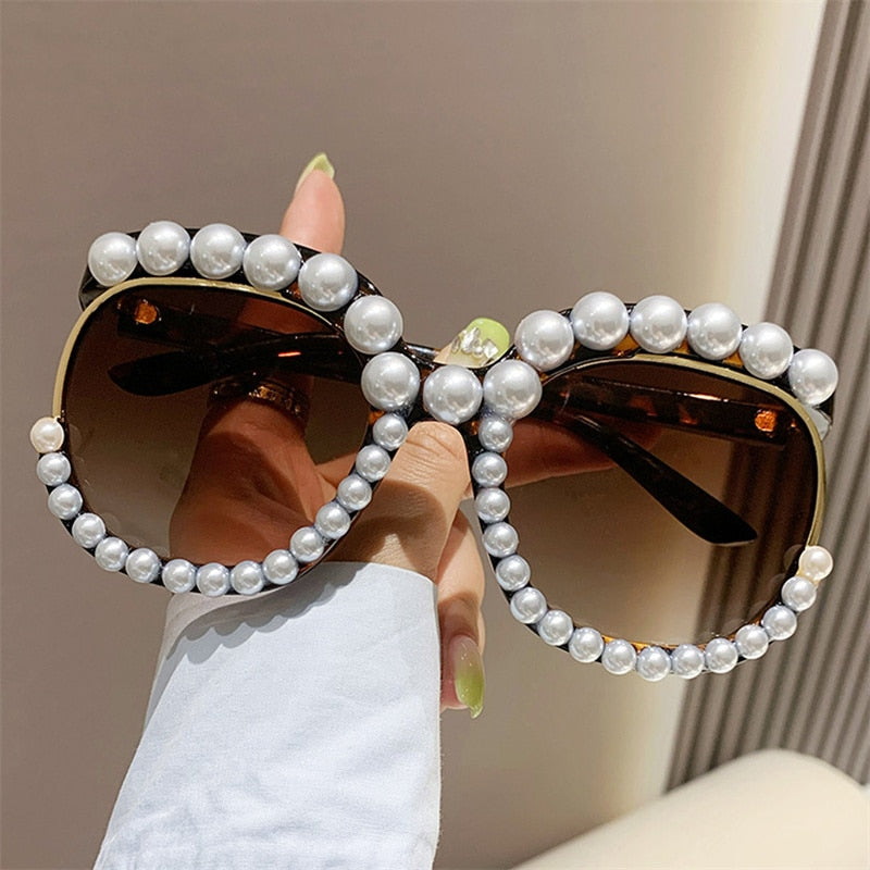 Fashion Retro Heart-Shaped Imitation Pearl Sunglasses UV400 Women